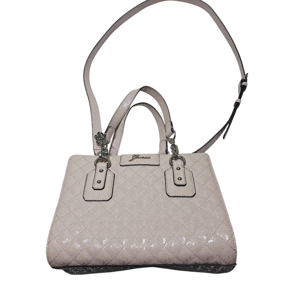 Guess Tisha Debossed Peony Logo Purse Bag Blush Pink Shiny Faux Leather Y2k